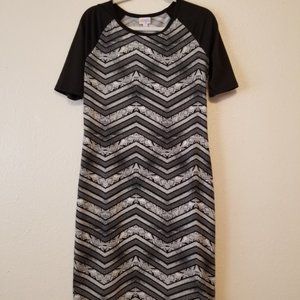 LuLaRoe Julia Black Patterned Dress LargeGr EUC
